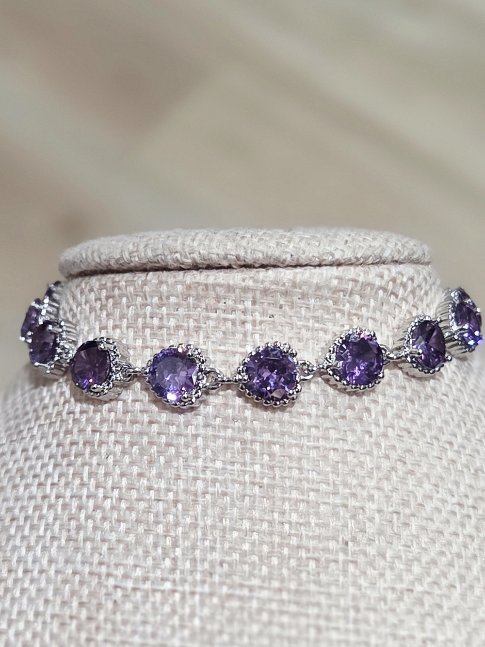 Amethyst Link Bracelet - Women Jewelry